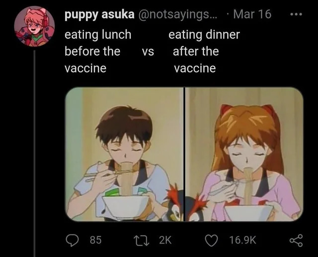 eating lunch before the vaccine